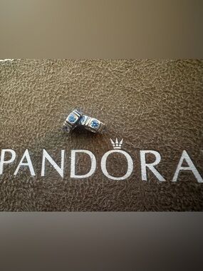 Authentic Pandora Trinity Blue Sterling Silver Spacer Charm W/blue CZ